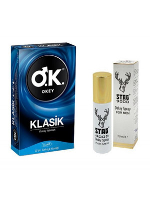  Okey Prezervatif Klasik + Stag 9000 Sprey