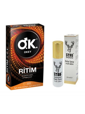  Okey Prezervatif Ritim + Stag 9000 Sprey
